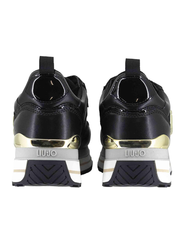 Sneakers donna Maxi Wonder 01 in pelle nera con suola alta 5,5 cm BF5009P010222222 Black Liu-Jo 