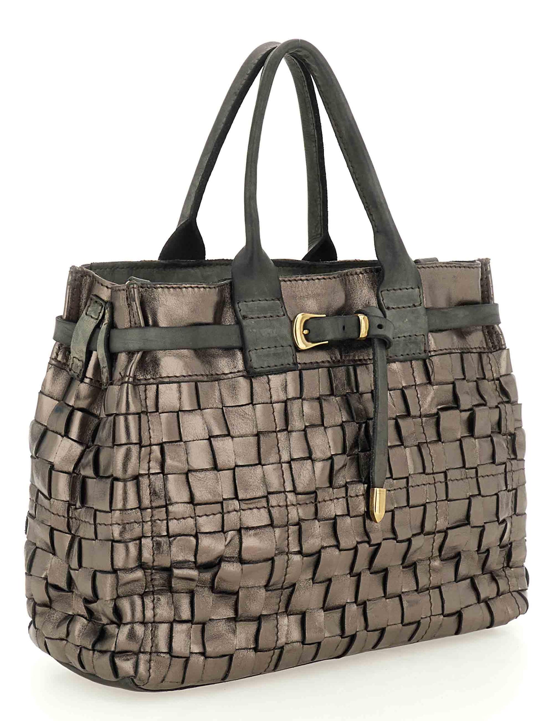 Borse donna Shopping Penelope in pelle canna di fucile intrecciata con doppi manici C042630ND X2770 F0603 Campomaggi 