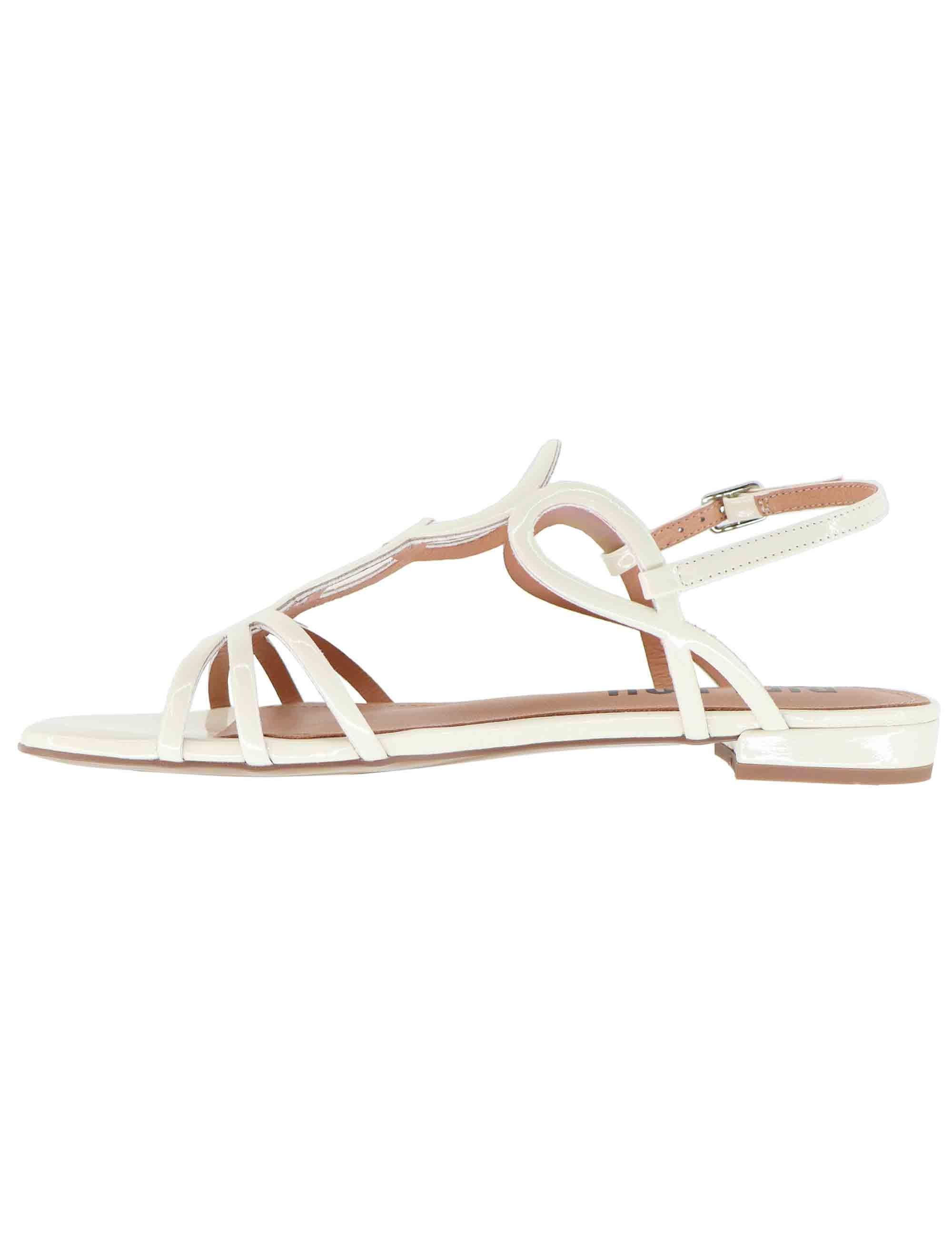 Sandali flat donna Nora in vernice bianca con cinturini 692Z21VK 100 Bibi Lou 