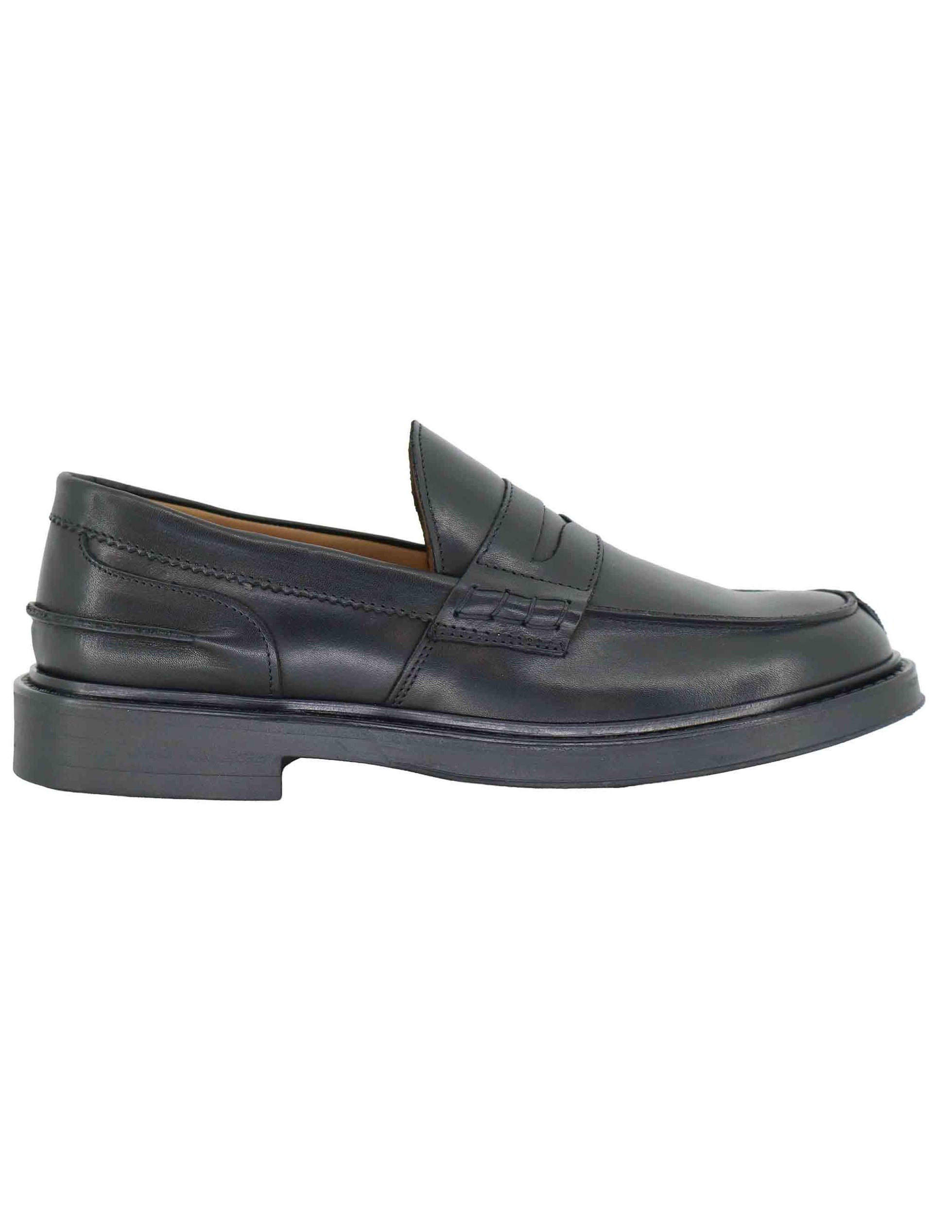 Mocassini uomo in pelle nera con suola in gomma SP030 001 Spatarella 