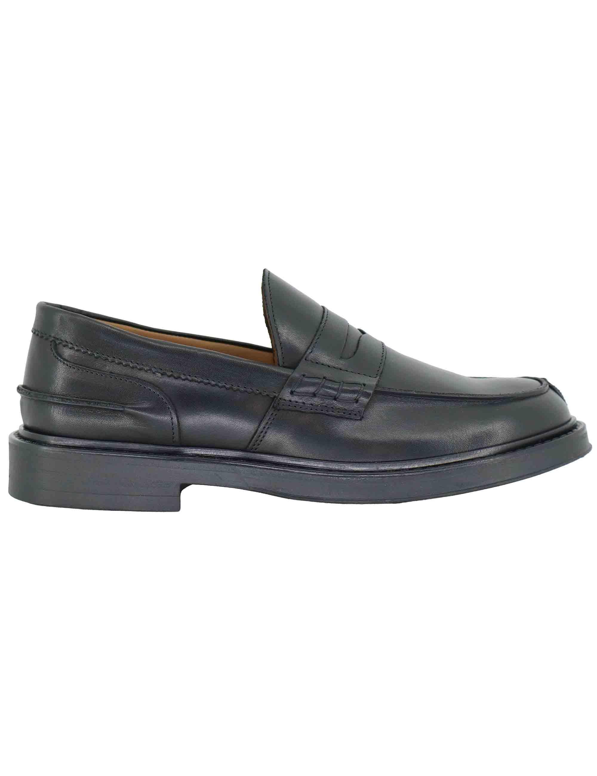 Mocassini uomo in pelle nera con suola in gomma SP030 001 Spatarella 