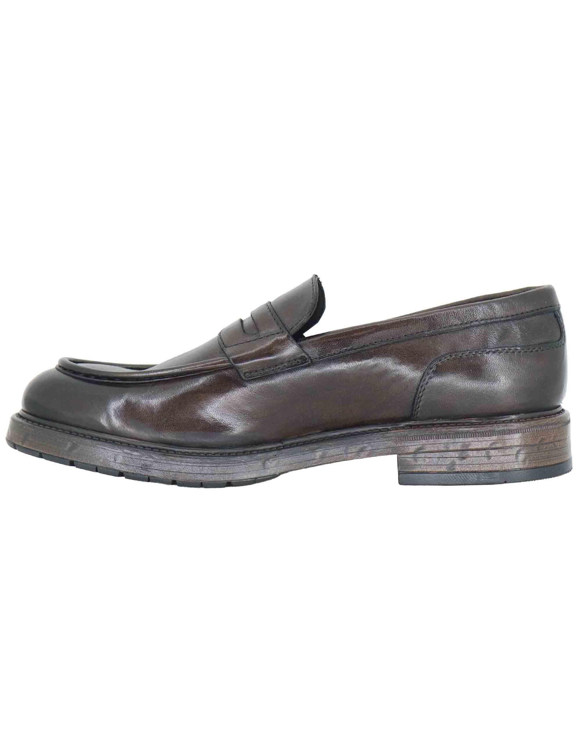 Mocassini uomo in pelle marrone con suola in gomma SPGB2070 014 Spatarella 