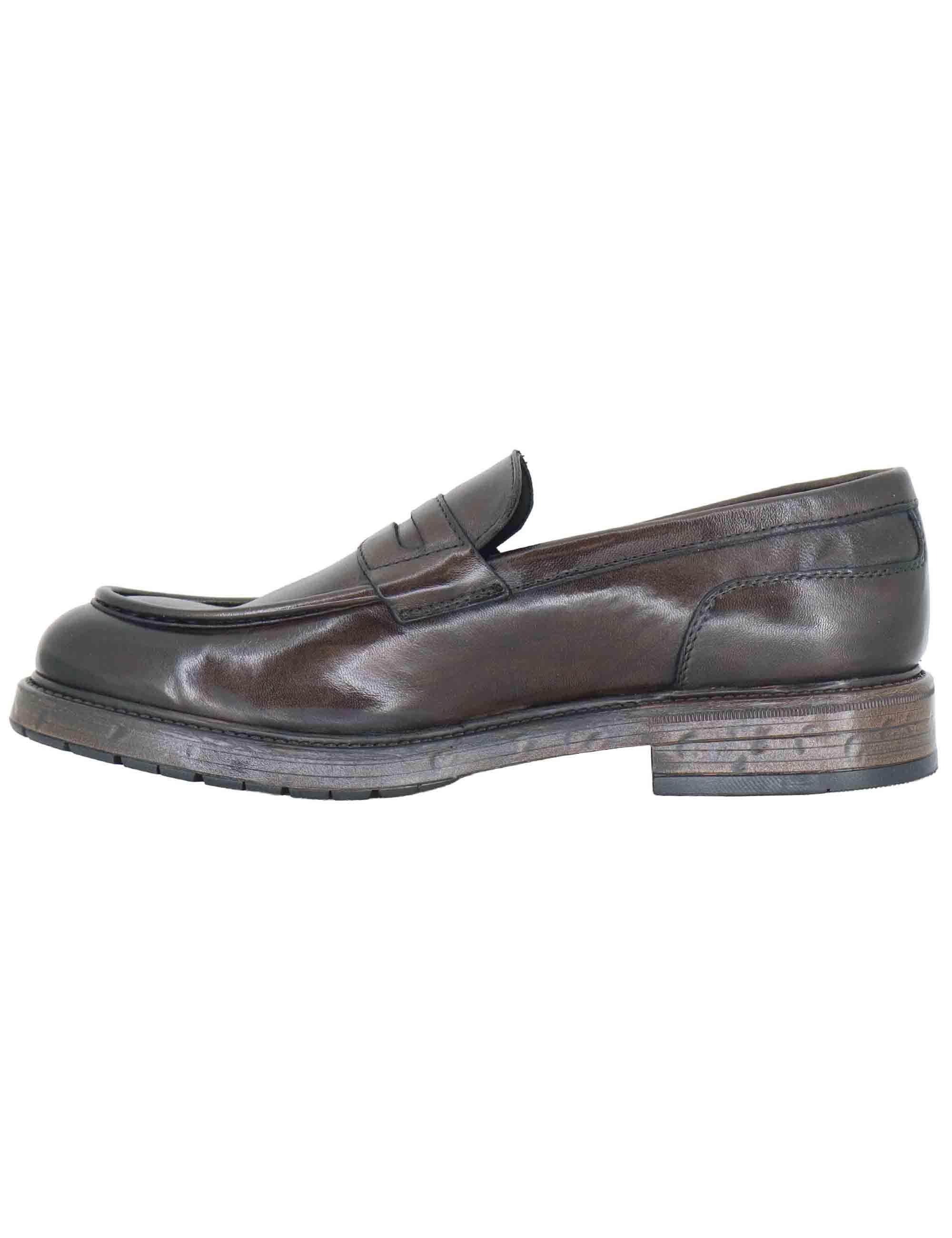 Mocassini uomo in pelle marrone con suola in gomma SPGB2070 014 Spatarella 
