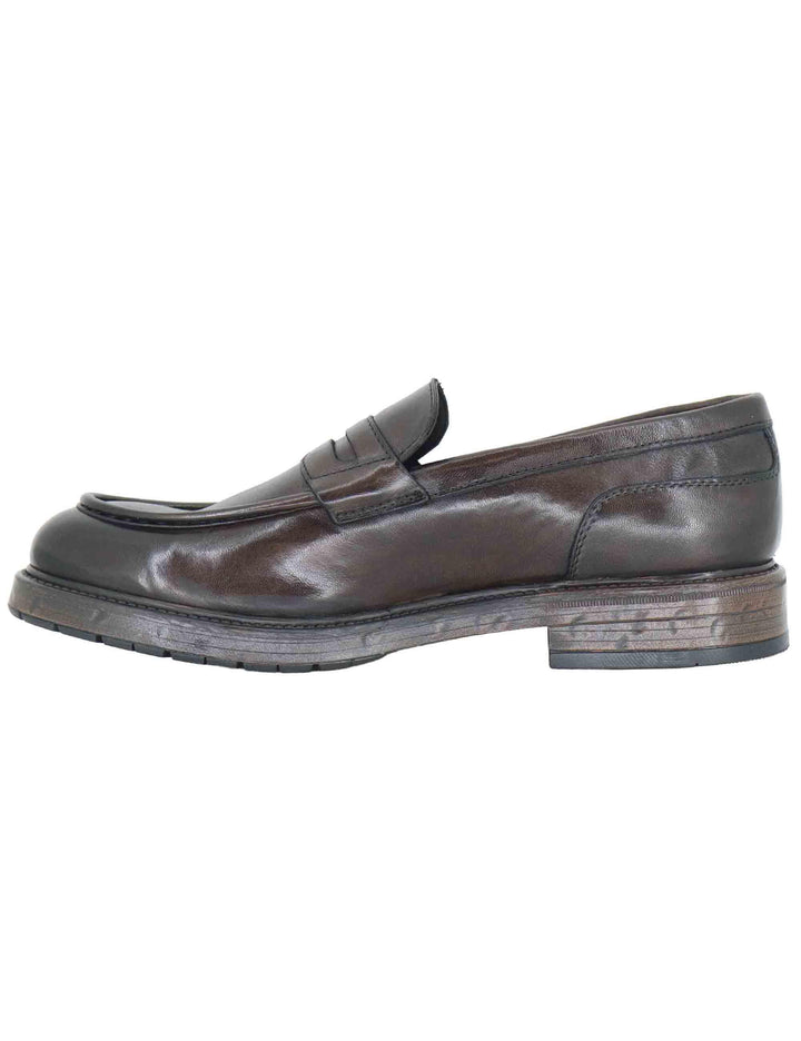 Mocassini uomo in pelle marrone con suola in gomma SPGB2070 014 Spatarella 