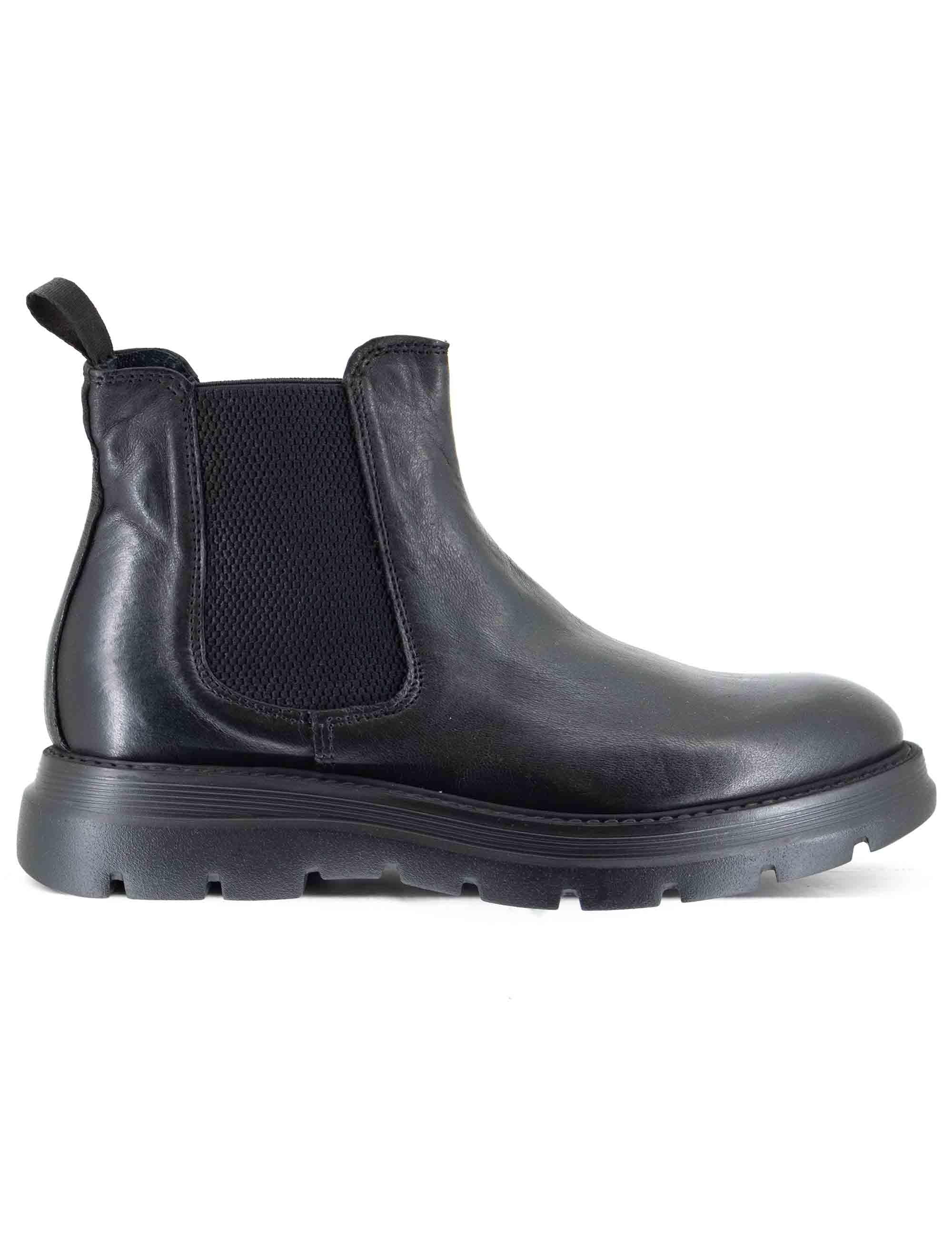 Stivaletti uomo beatles in pelle nera con elestici e suola alta in gomma SP2052G 001 Spatarella 