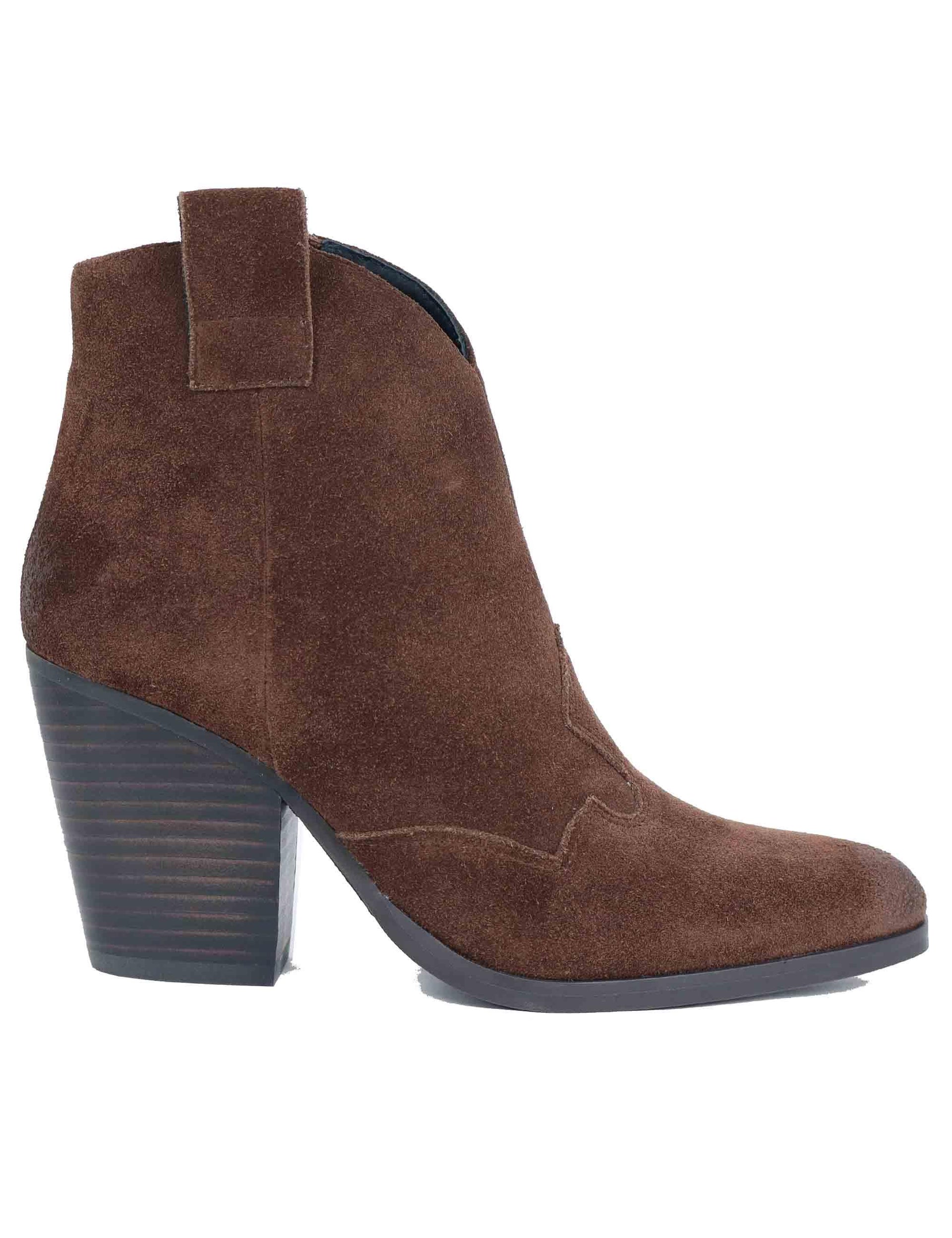 Stivaletti taxani donna in camoscio marrone tacco alto BI6102X 019 Bruno Premi 