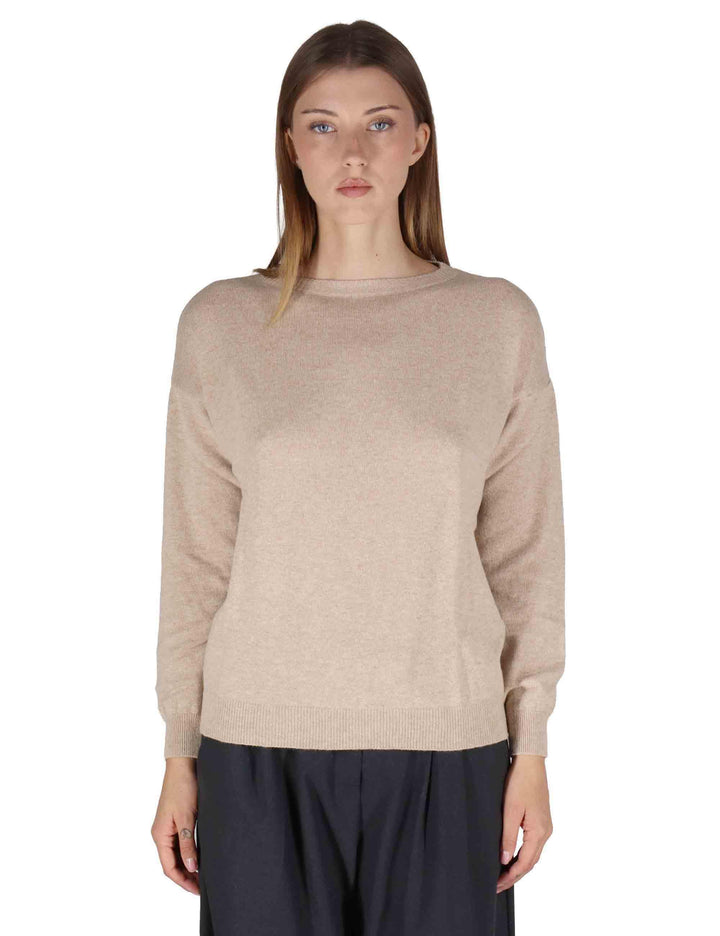 Maglioni donna in misto cachemire taupe girocollo con maniche lunghe SPZ03627 006 Spatarella 