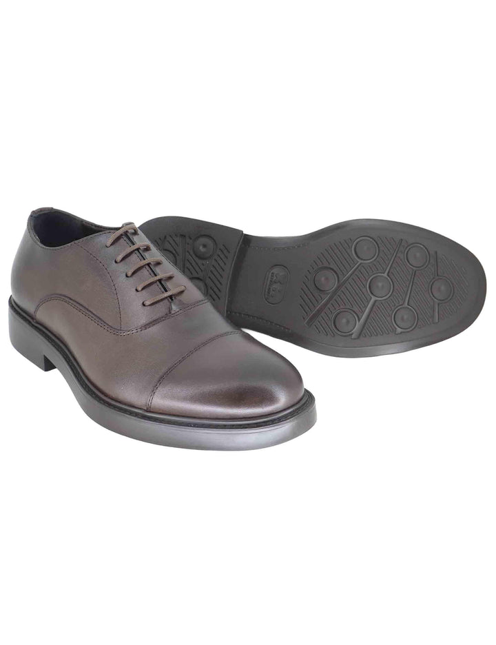 Stringate uomo in pelle marrone con suola in gomma SPDU8040 014 Spatarella 
