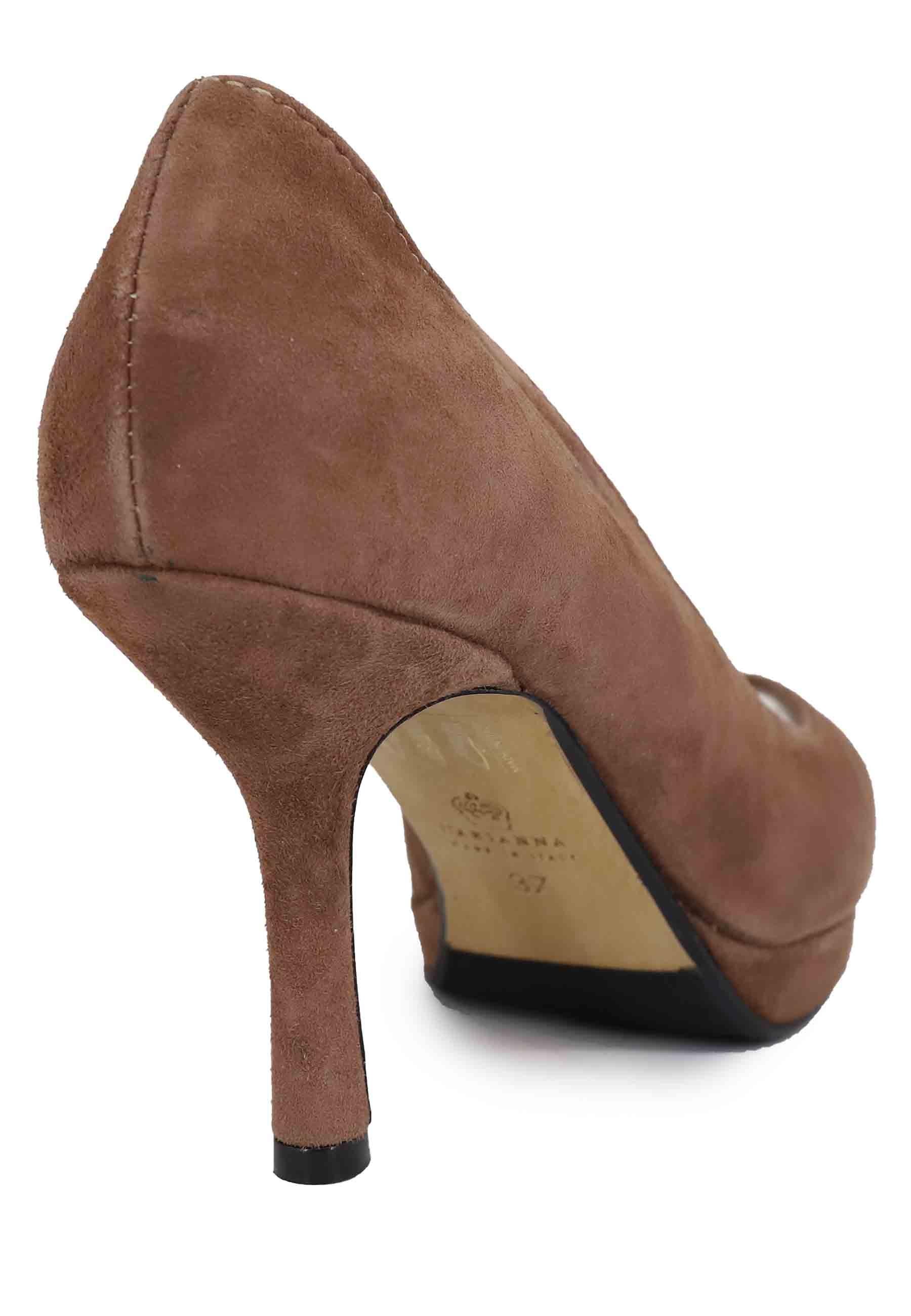 Decollete donna in camoscio cuoio tacco alto DE1698/PLT 17 L'Arianna 