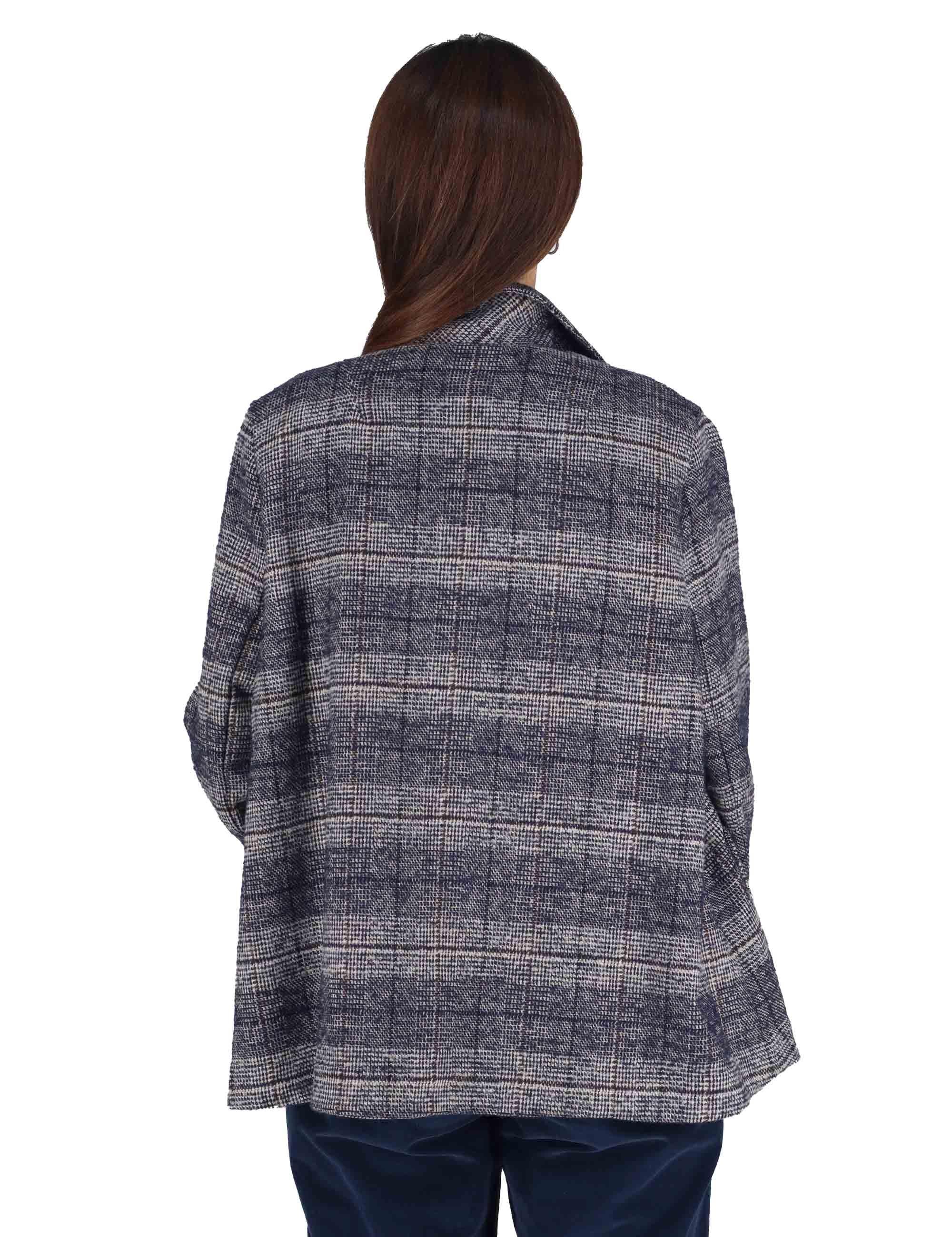 Giacche donna moopetto in misto lana blu 3W25-BICE GALLE NIGHT TreBarraBi 