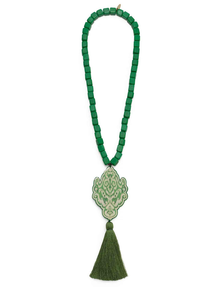 Collane Dream Escape Ikat donna in resina verde con nappine TC053492075 D6092 Maliparmi 