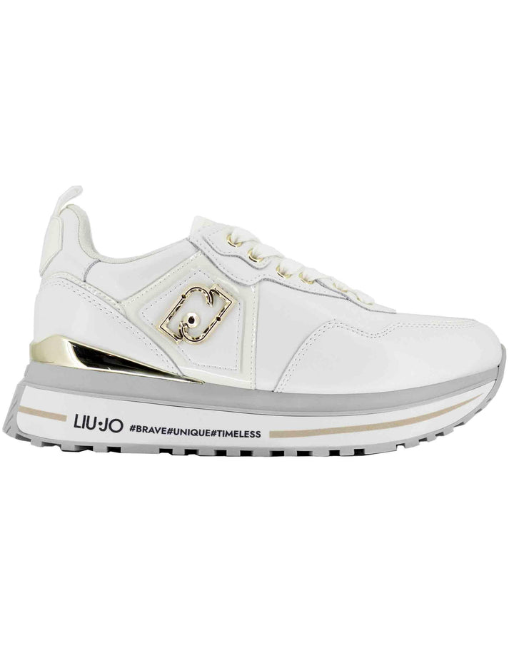 Sneakers donna Maxi Wonder 01 in pelle off white con suola alta 5,5 cm BF5009P0102S1400 Off White Liu-Jo 