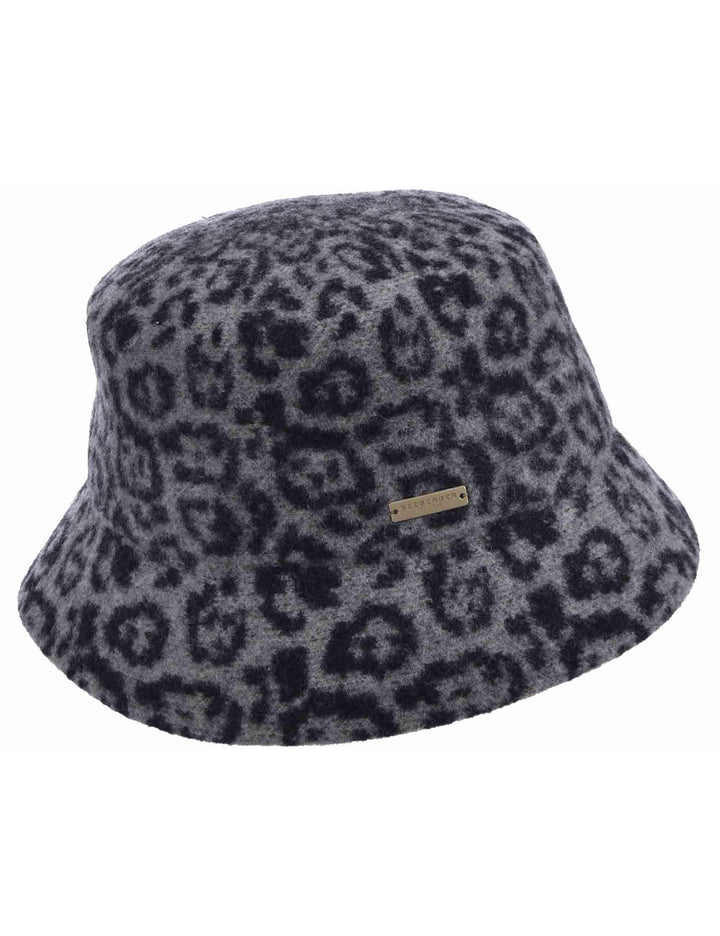 Cappelli donna da pescatore in lana animalier grigia 019850-00000 1113 Seeberger Est 1890 