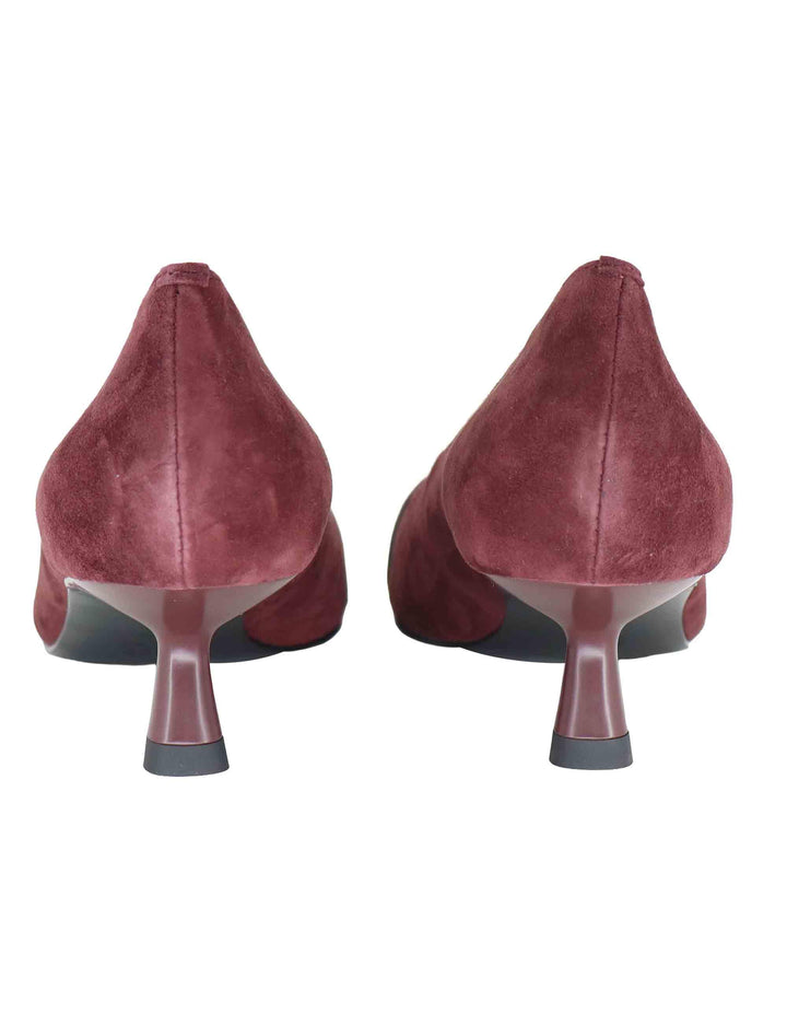 Decollete donna in camoscio bordeaux con tacco medio e fibbia anteriore 636Z30VK 40 Bibi Lou 