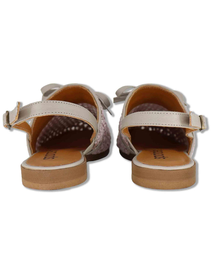 Sabot slingback donna in rafia rosa con cinturino in pelle e tacco basso SP60885 300 Spatarella 