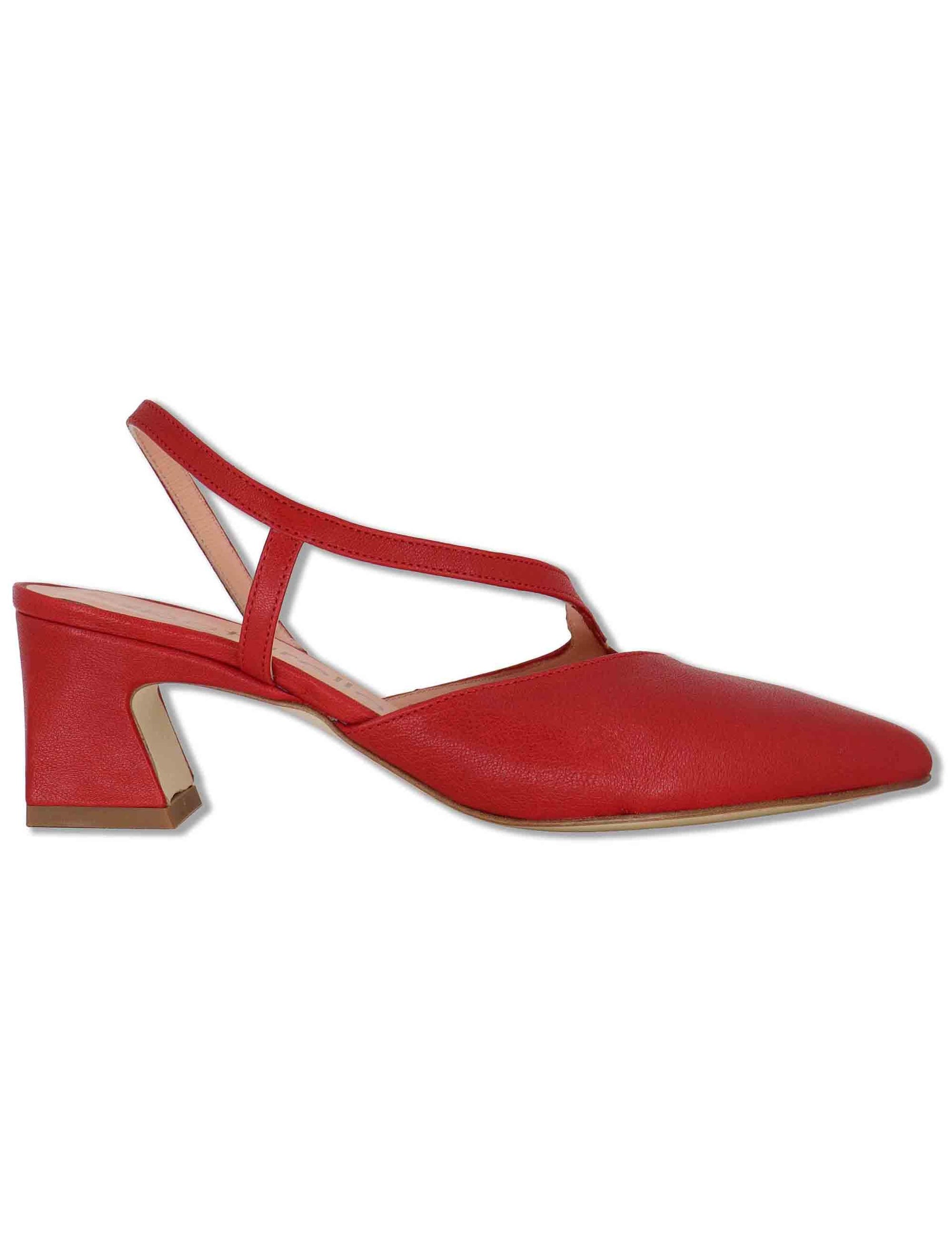 Décolleté slingback donna in pelle rossa con cinturino obliquo e tacco 5cm SP2543 005 Spatarella 