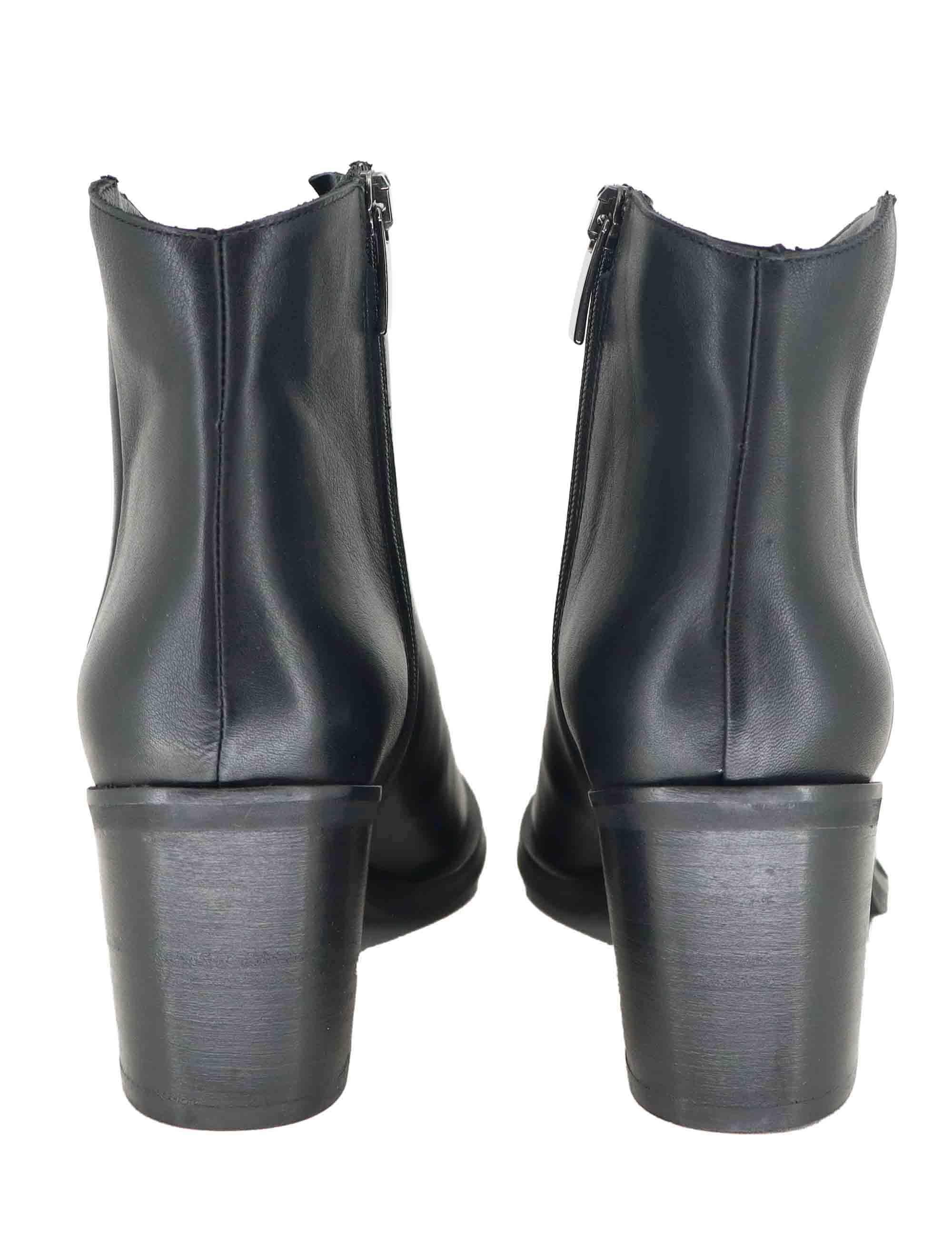 Stivaletti donna in pelle nera con tacco medio in cuoio SERENA 1 001 Tattoo 