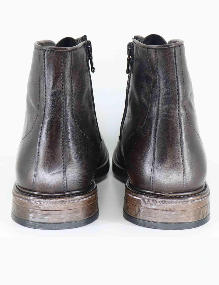 Stivaletti uomo in pelle marorne con zip interna e suola in gomma SPGB2050 014 Spatarella 