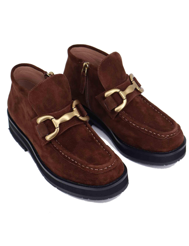 Stivaletti donna Zagreb in camoscio marrone con morsetto 585T30VK 90 Bibi Lou 