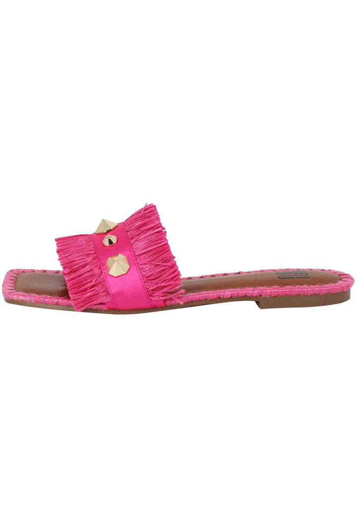 Sandali flat Alexis donna tessuto sfrangiato fuxia con borchie 891Z69HG 053 Bibi Lou 