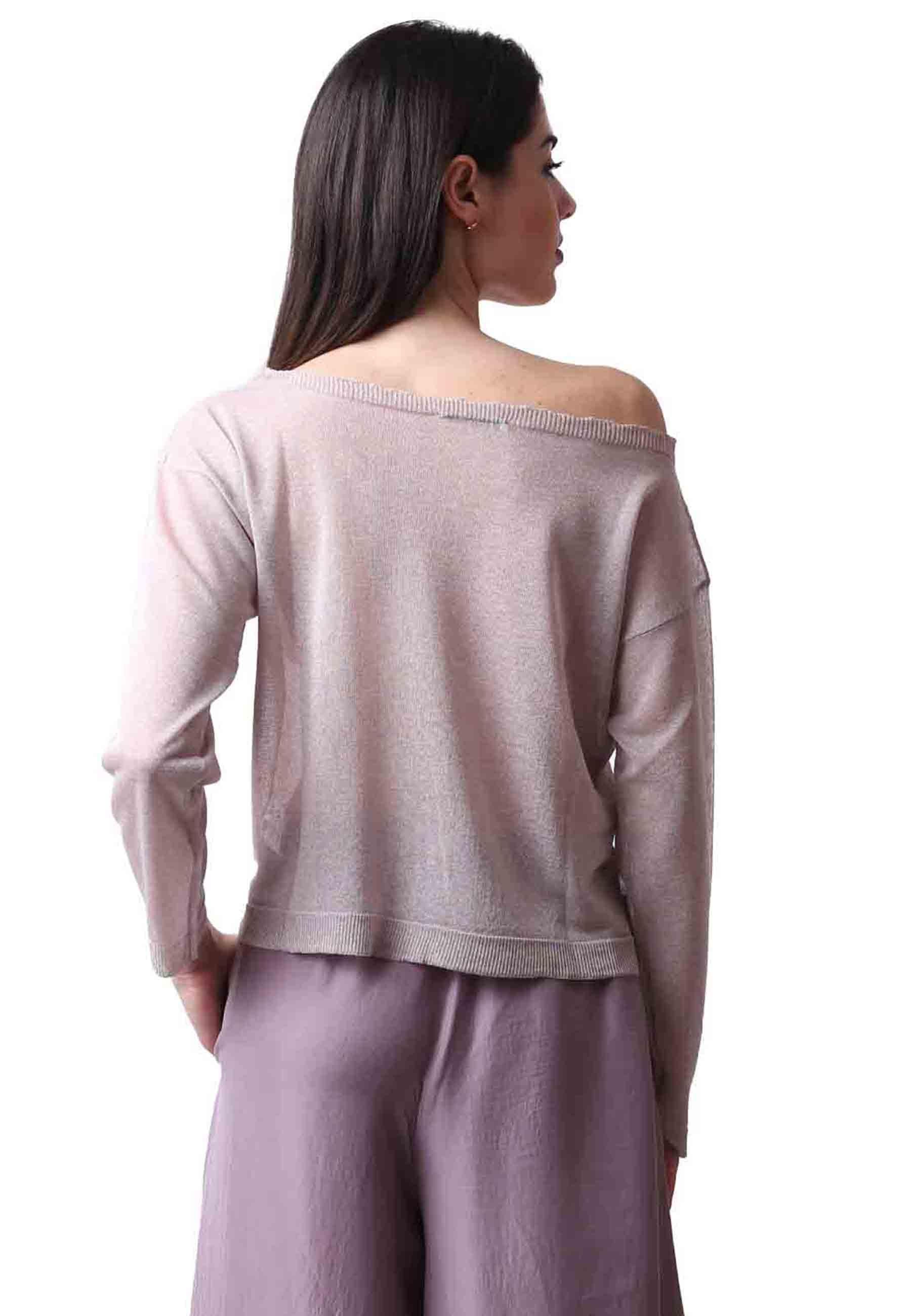 Maglia donna firmata in viscosa glicine scollo a barca MISTO 036 TreBarraBi 