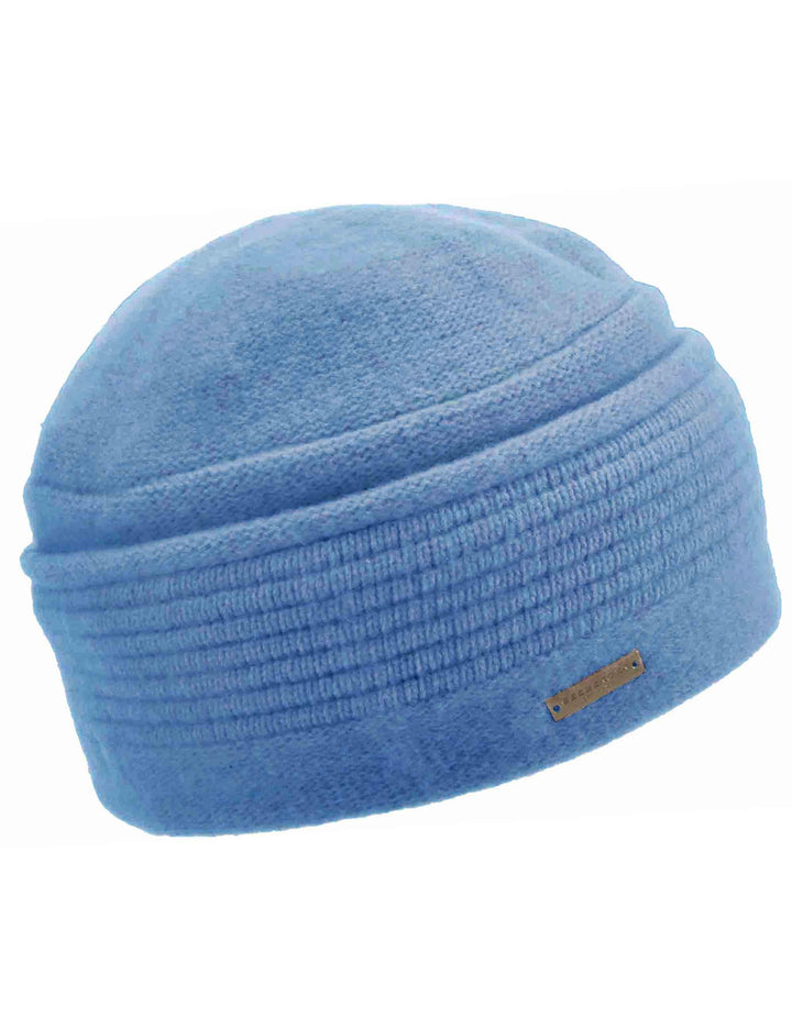 Cappelli donna in lana cotta azzurra con ampio risvolto e motivo delicato 019857-00000 67 Seeberger Est 1890 