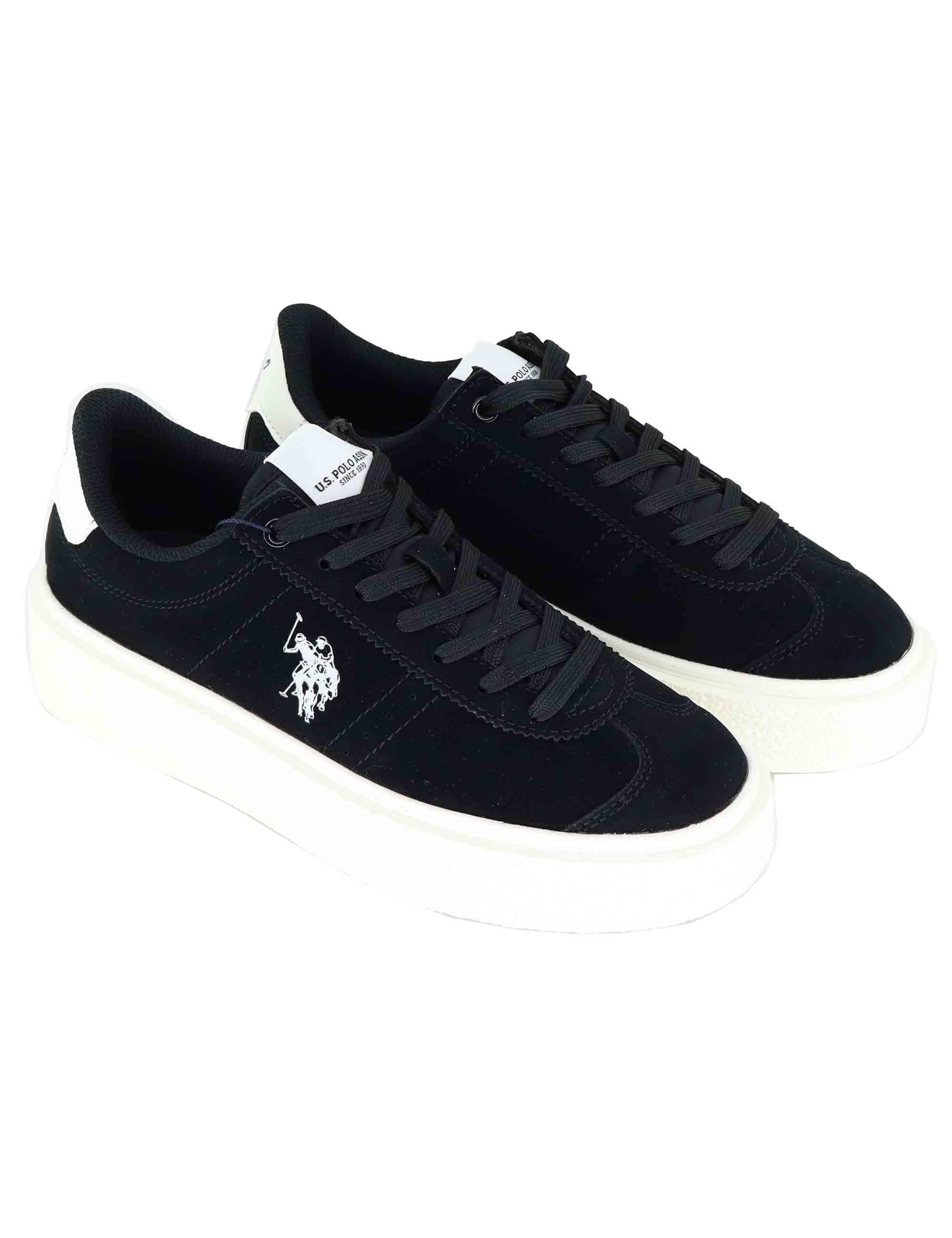 Sneakers donna in eco pelle nera con logo e suola alta in gomma JODY002 BLK U.S. Polo Assn. 