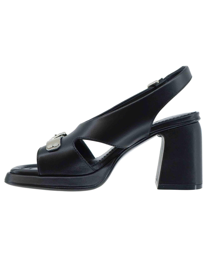 Sandali donna in pelle nera con tacco alto EB1301X 001 Elvio Zanon 