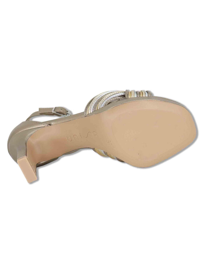 Sandali donna in pelle multi con tacco alto e cinturino alla caviglia SELENA LMT MULTI Unisa 