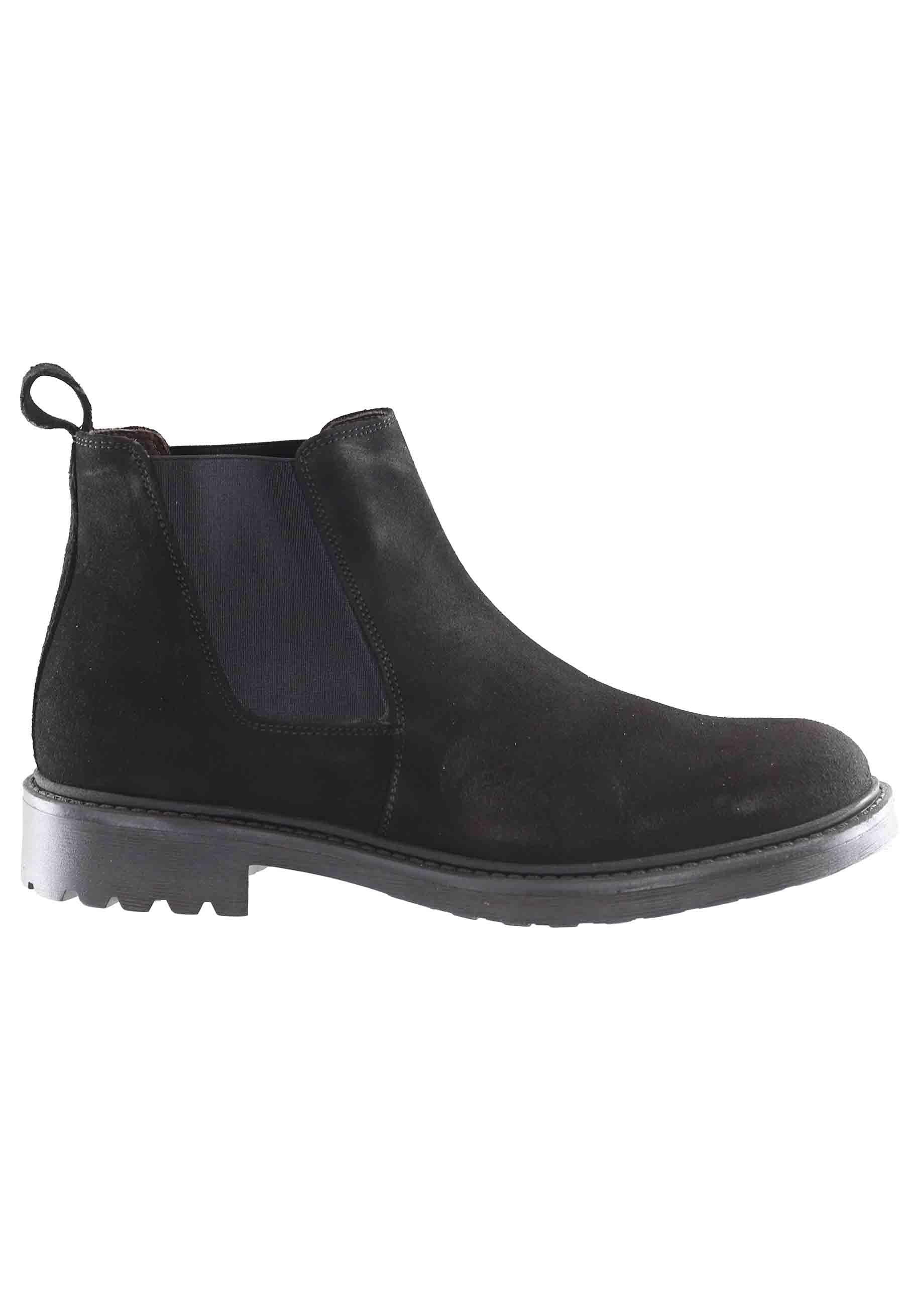 Stivaletti chelsea boot uomo in camsocio nero con suola carrarmato SP808 C001 Spatarella 