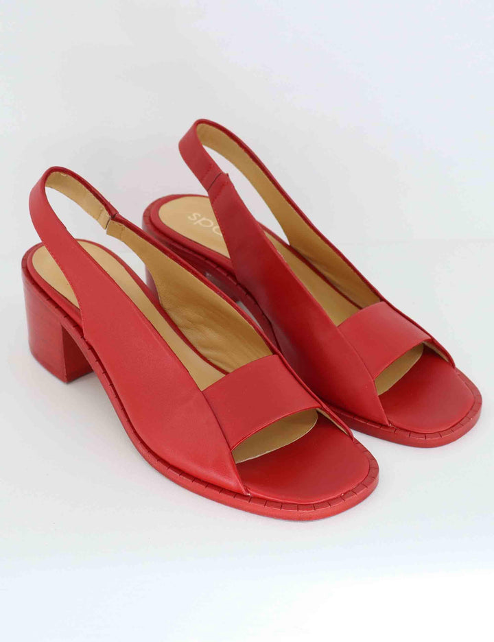 Sandali slingback donna in pelle rossa con tacco medio SP2043 055 Spatarella 