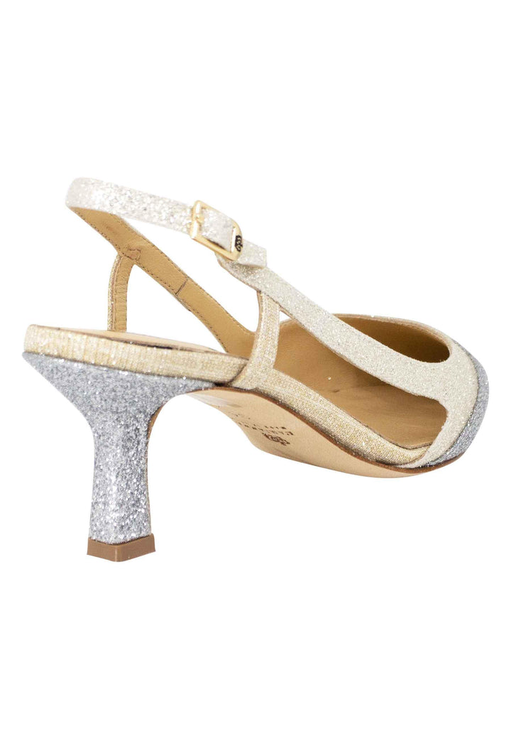 Decollete slingback donna in tessuto argento e oro CH1603/RT 604 L'Arianna 