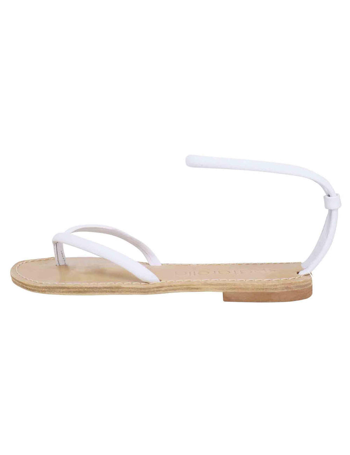 Sandali flat donna infradito in pelle bianca con cavigliera SP546 100 Spatarella 