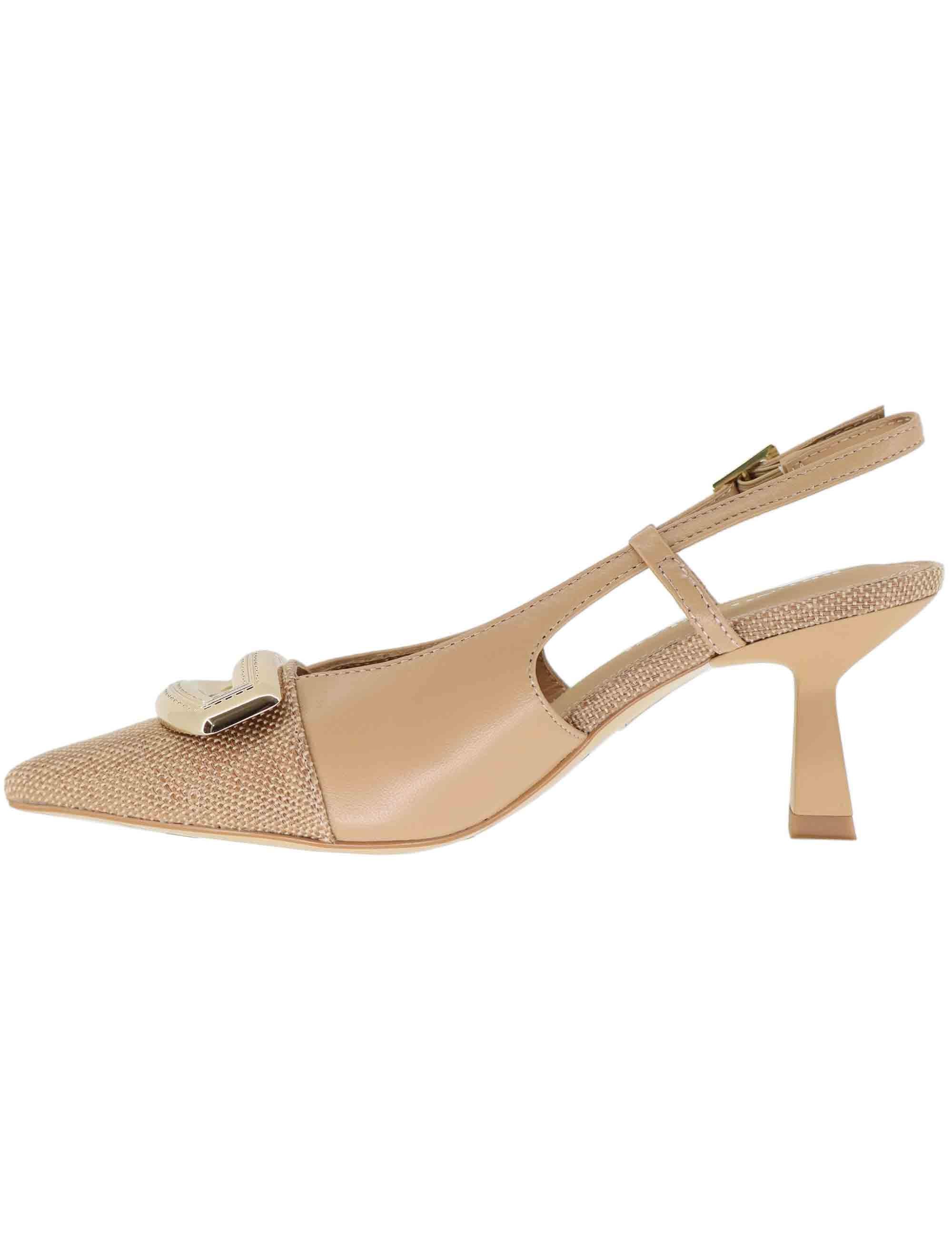 Slingback donna in pelle e tessuto beige con fibbia BL0401X 014 Bruno Premi 