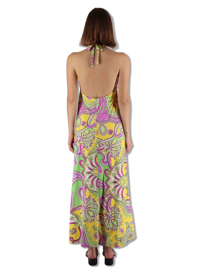 Abiti donna Hippie Lotus in tessuto stampato verde e blu senza maniche JF671170671 D6084 Maliparmi 