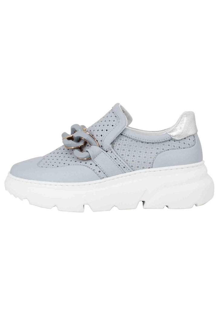 Sneakers donna in pelle celeste forata con catena tono su tono LAILA PSMCLO Stokton 