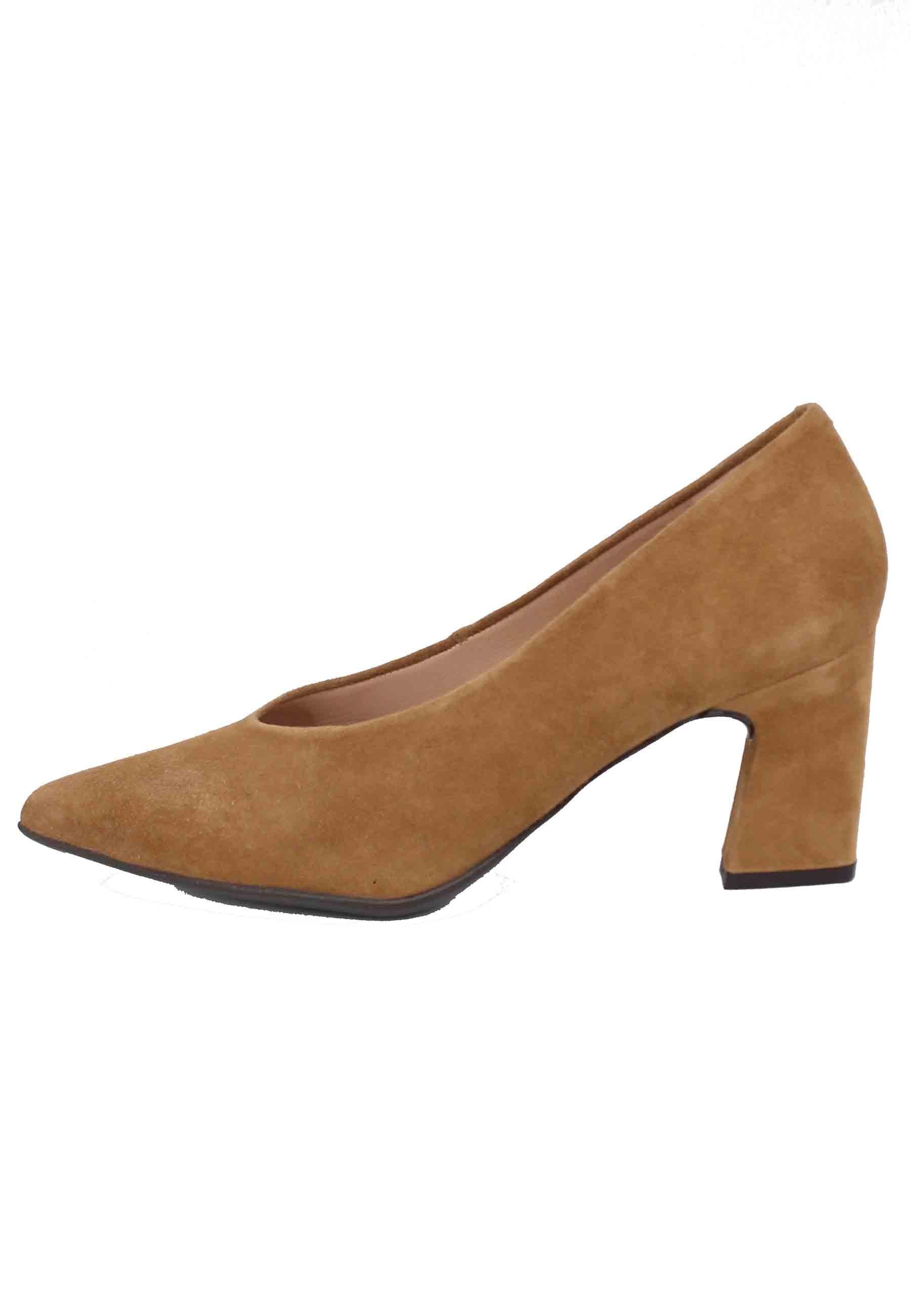 Decollete donna in camoscio cammello KRAMP KS DARK CAMEL Unisa 