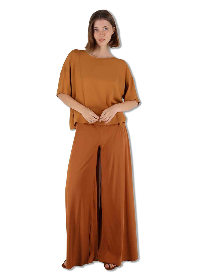 Camicie donna Fluid Crepe in misto seta ambra maniche a 3/4 JM440050672 70004 Maliparmi 