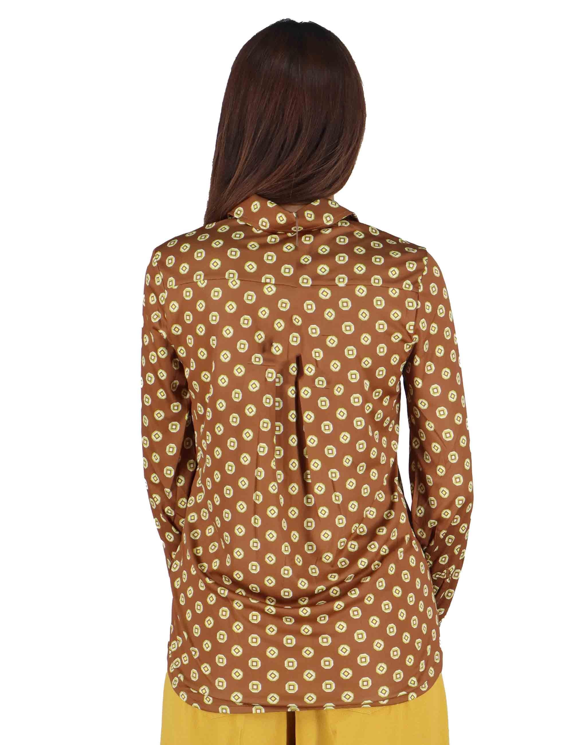 Camicie donna Micro Print in jersey marrone a fantasia JM556470654 A4153 Maliparmi 