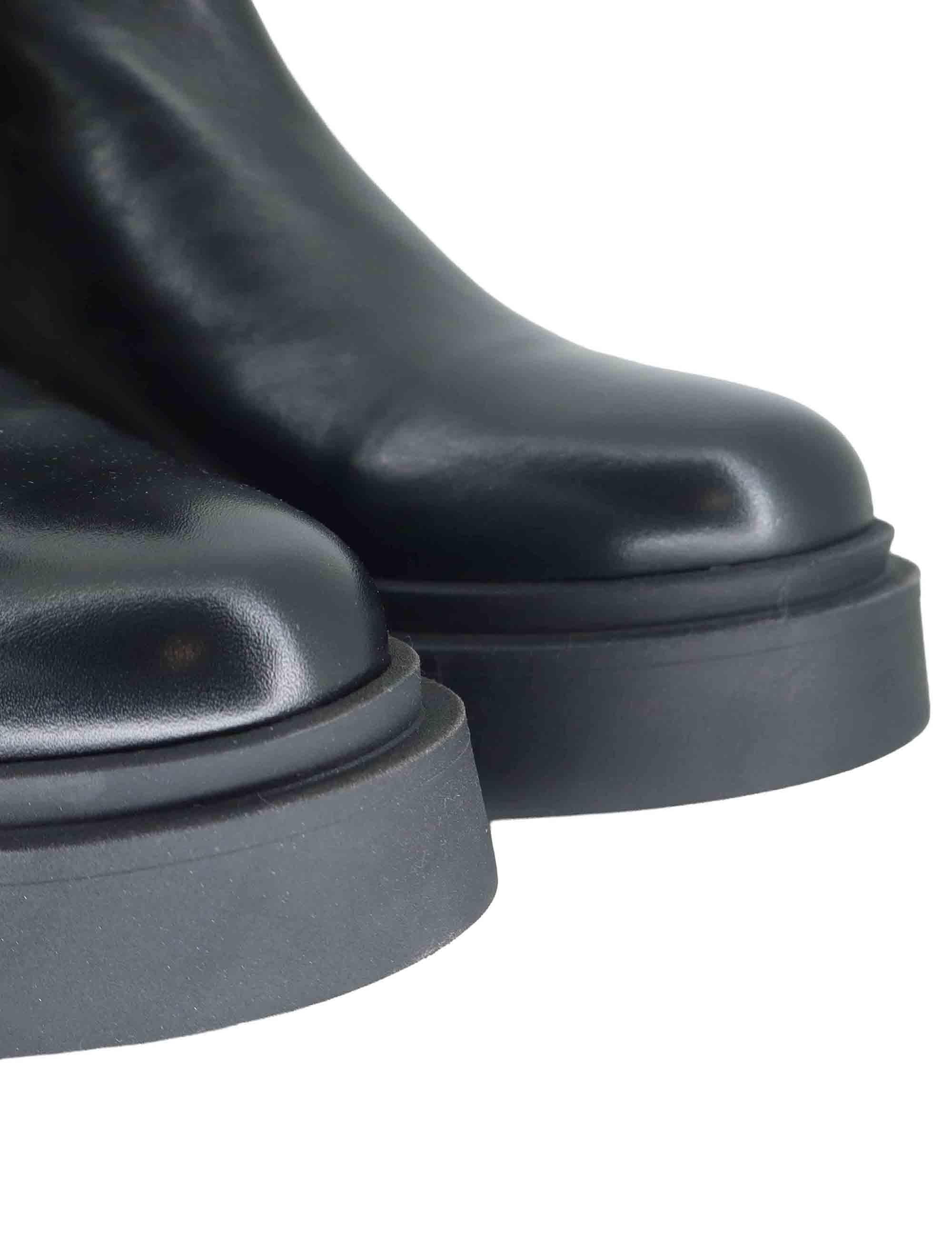 Stivaletti Chelsea boot donna in pelle nera con zeppa SP831 001 Spatarella 