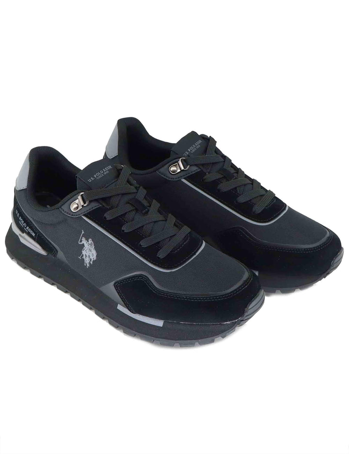 Sneakers uomo in pelle e tessuto nero con suola alta ARON009 BLK U.S. Polo Assn. 