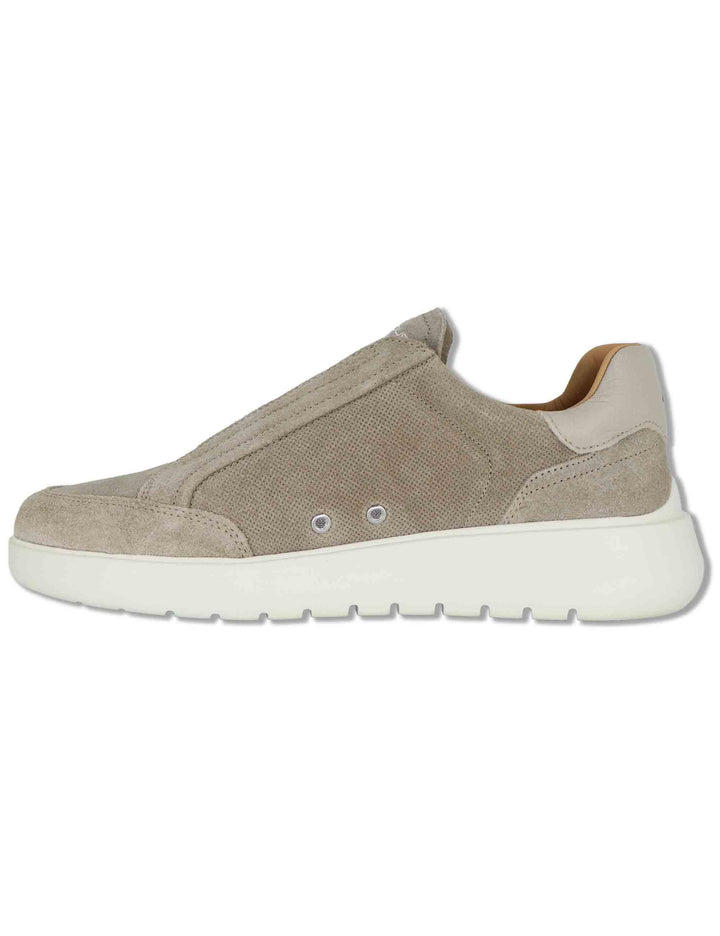 Sneakers uomo Hover in camoscio taupe con elastici e suola alta in gomma 13721A 7338AM Ambitious 