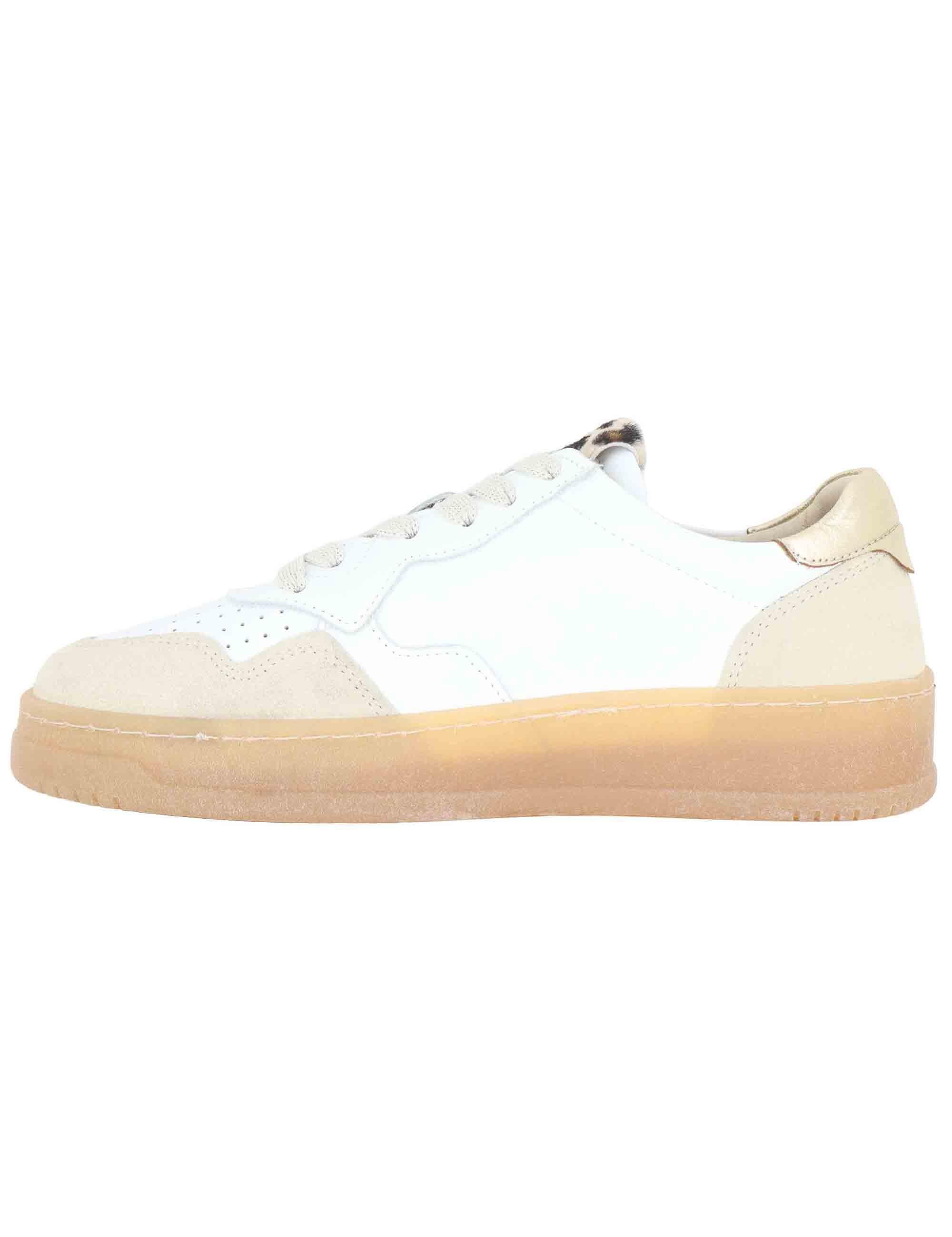 Sneakers donna in pelle off white con riporti in camoscio SP56529 100 Spatarella 
