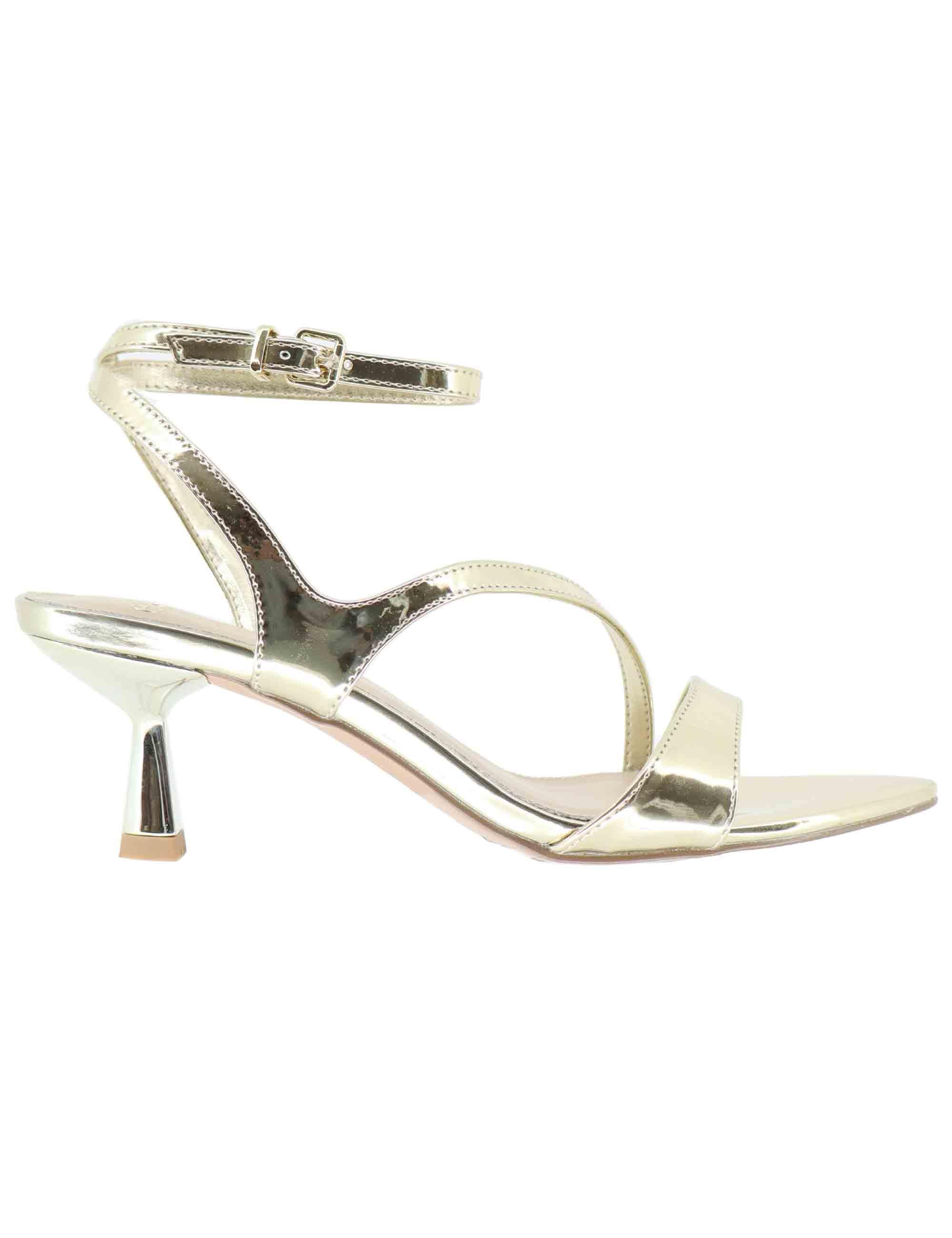 Sandali donna in tessuto laminato oro tacco in metallo U4700088395B 731-21 Exe 