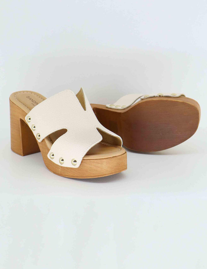 Sandali donna in pelle bianca con tacco in legno SR8484 100 Sandro Rosi 