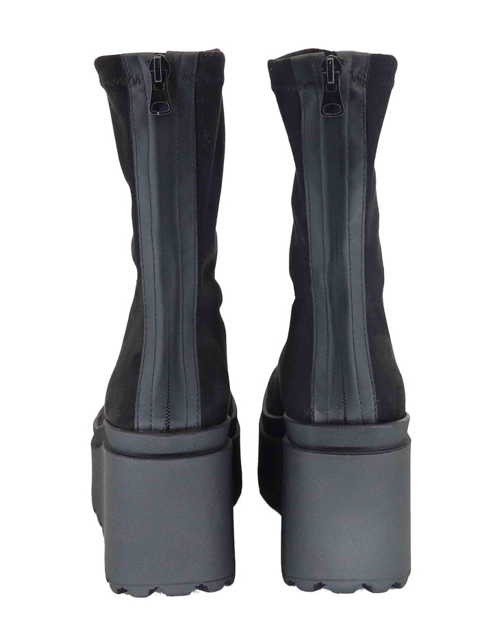 Stivaletti donna in tessuto alcantara elasticizzato nero con zeppa alta JOLLY 11 001 Tattoo 