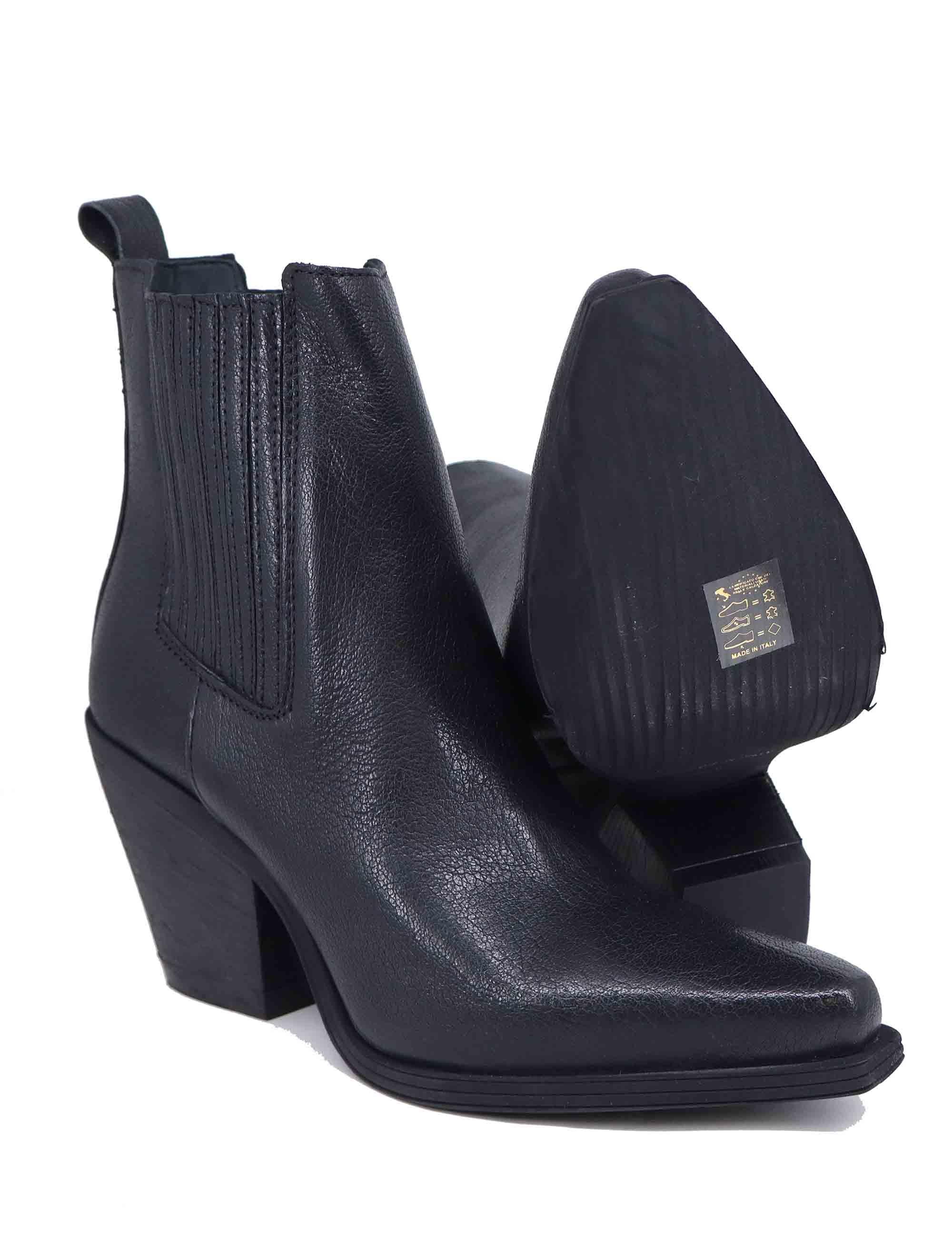 Stivaletti texani donna in pelle nera tacco alto CAYO03 001 Zoe 