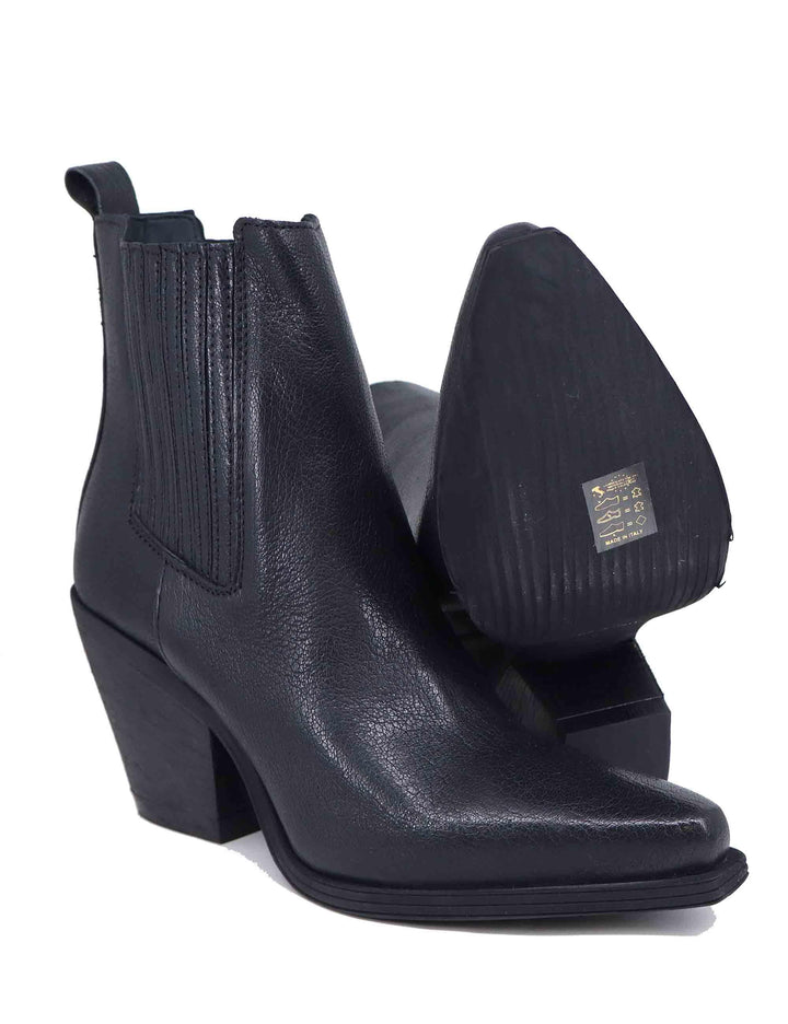 Stivaletti texani donna in pelle nera tacco alto CAYO03 001 Zoe 