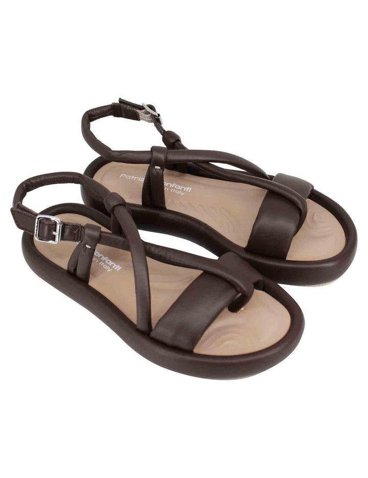 Sandali infradito slingback donna in pelle testa di moro con zeppa bassa BASU 013 Patrizia Bonfanti 