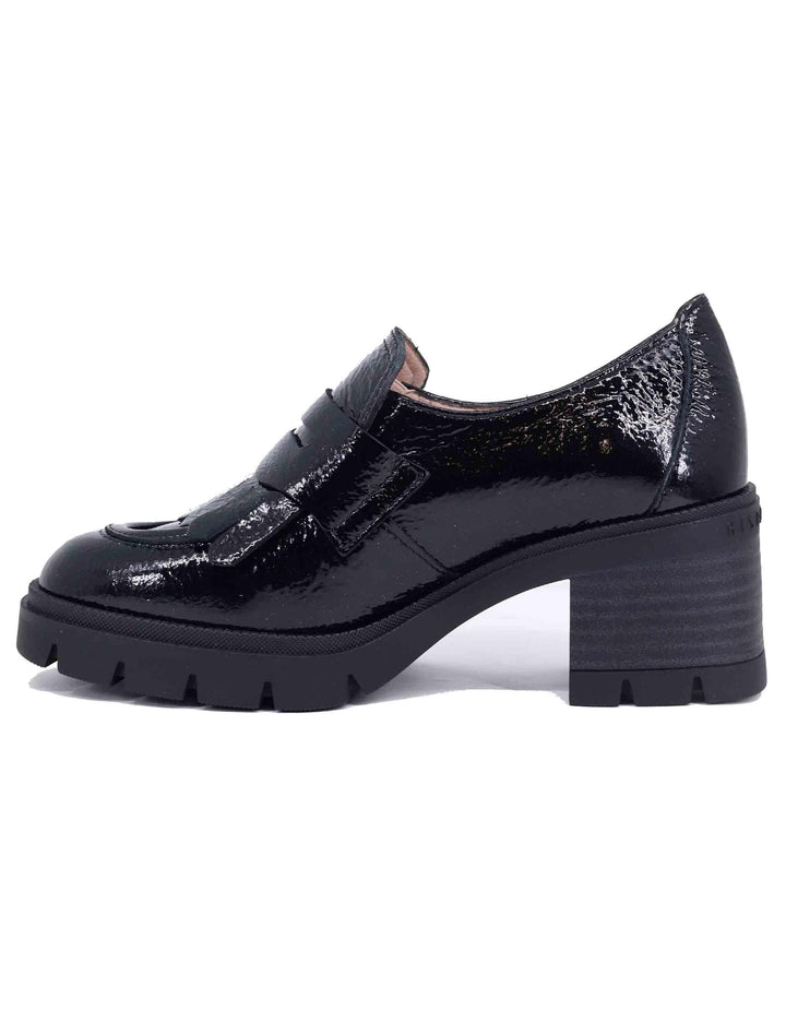 Mocassini donna in vernice nera con suola in gomma HI243610 C005 Hispanitas 